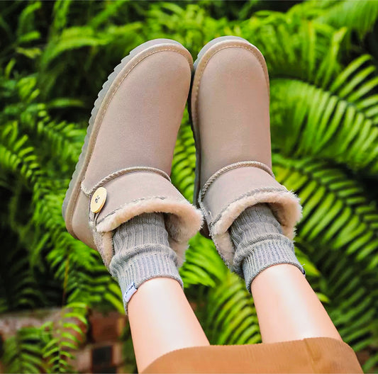 Kadın Kısa Deri Kar Botu – Kürklü, Kaymaz, Sıcak Tutan Kışlık Bot