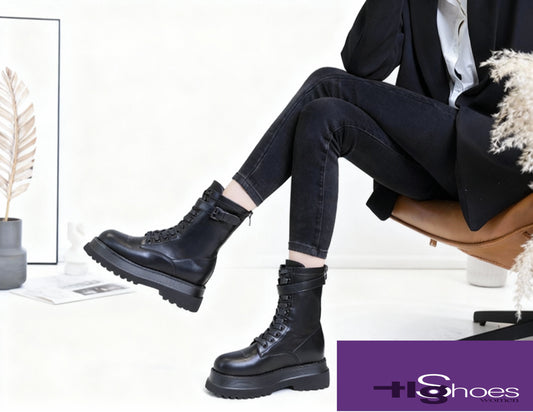 Kadın Kışlık Mikrofiber Deri Orta Topuklu Pamuk Astar Bot – Suya Dayanıklı, Rahat ve Şık