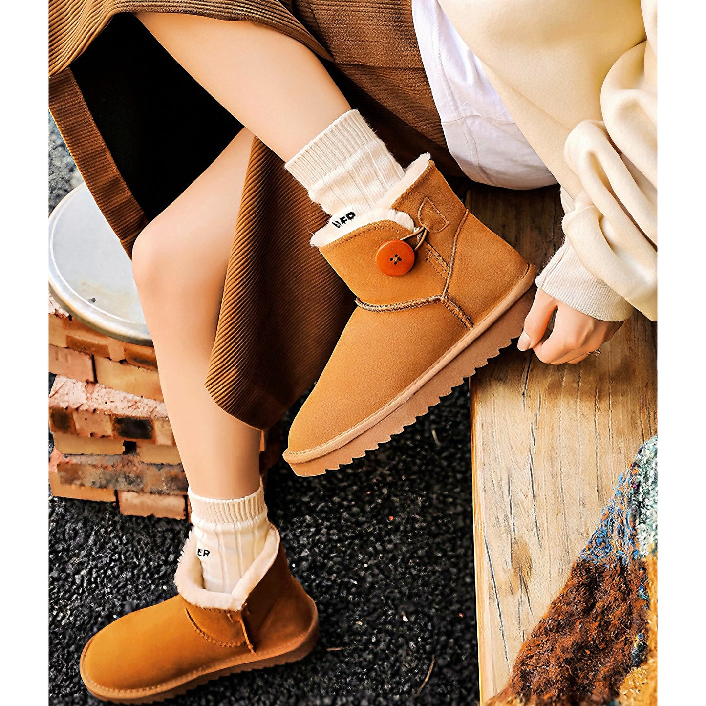 Kadın Kısa Deri Kar Botu – Kürklü, Kaymaz, Sıcak Tutan Kışlık Bot