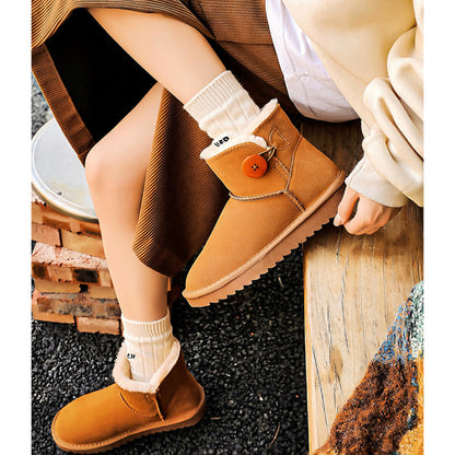 Kadın Kısa Deri Kar Botu – Kürklü, Kaymaz, Sıcak Tutan Kışlık Bot