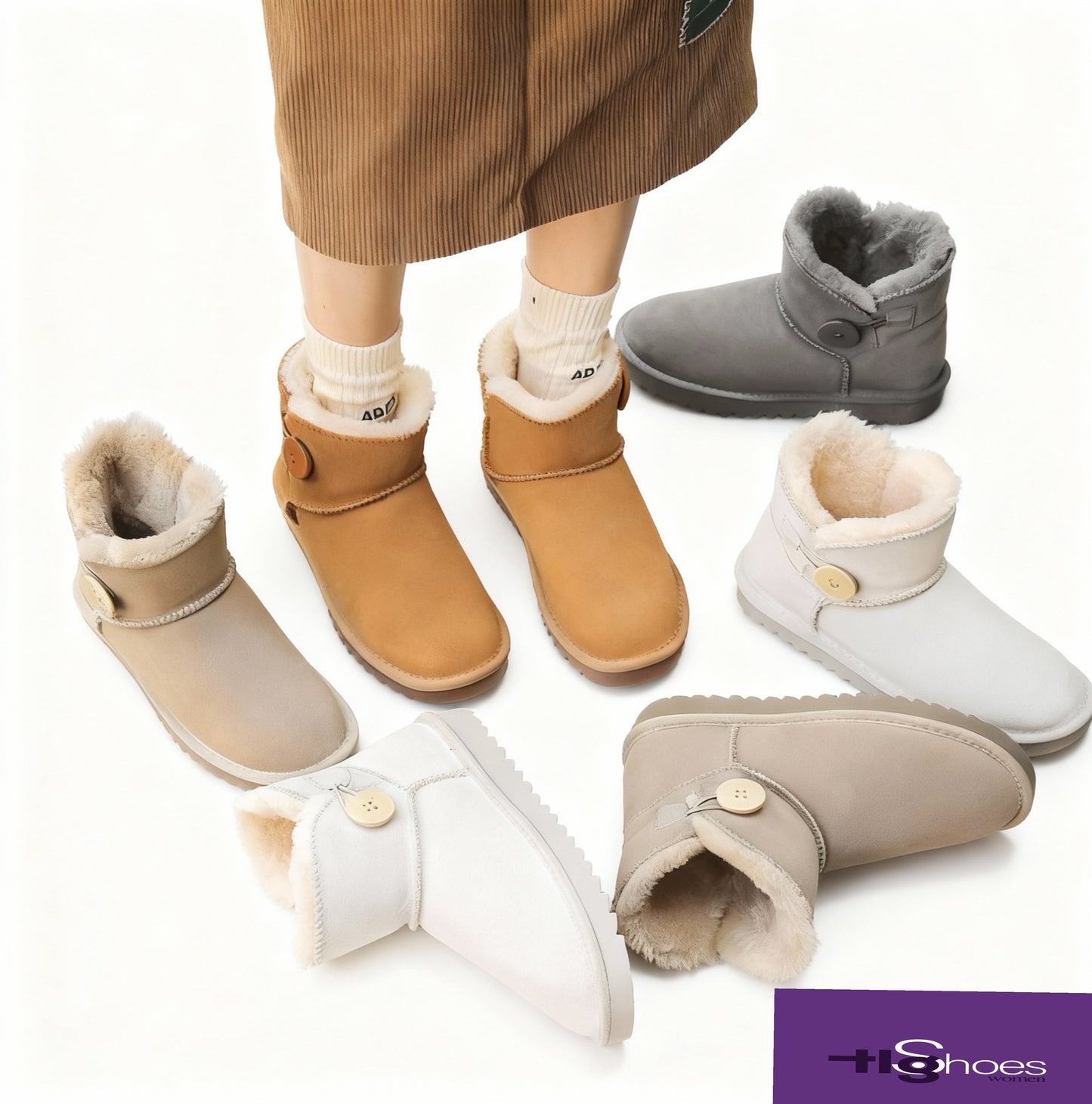 Kadın Kısa Deri Kar Botu – Kürklü, Kaymaz, Sıcak Tutan Kışlık Bot