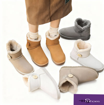 Kadın Kısa Deri Kar Botu – Kürklü, Kaymaz, Sıcak Tutan Kışlık Bot